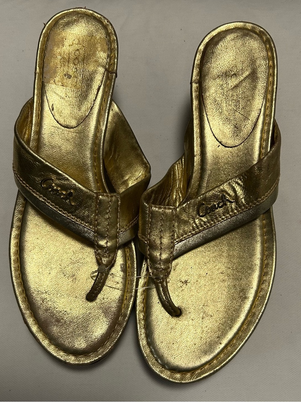 Coach Metallic Gold Thong Sandals
